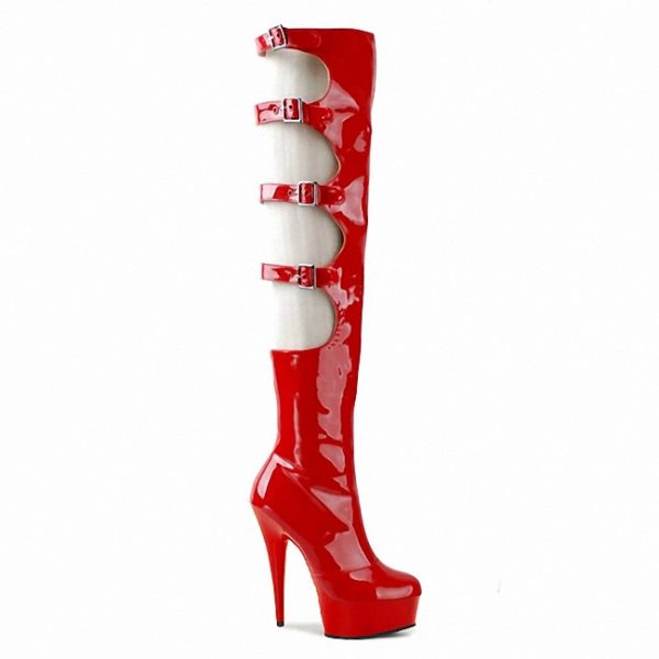 6 Inch Women Over The Knee Boots Goth Pole Dance Exotic Stripper Buckle Platform Thigh High Boots A-016