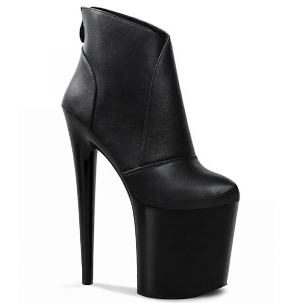 20cm Woman Stripper Black Matte Shoes pole dance High Heels 8 inch Nightclub Platform Zipper Ankle Boots Wholesale C-167