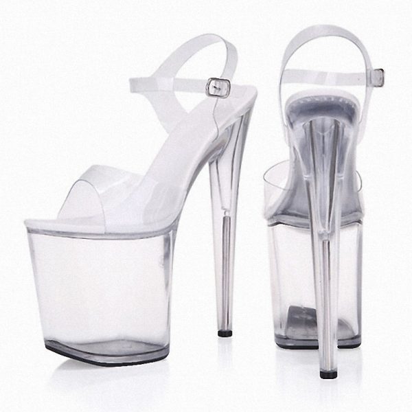 8 Inch Fashion Women Transparent T-Strap Sandals Summer Platform High heels Clear Exotic Stripper Pole Dance Shoes E-052