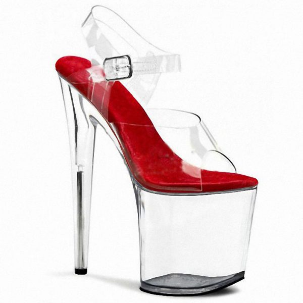 8 Inch Fashion Women Transparent T-Strap Sandals Summer Platform High heels Clear Exotic Stripper Pole Dance Shoes E-052