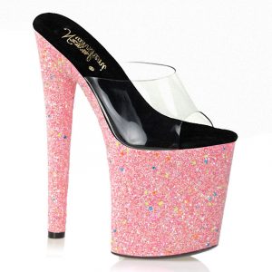 8 Inch Sparkling Glitter Luminous Stripper Summer Sandals Platform High heels 20cm Transparent Shoes Slippers E-264