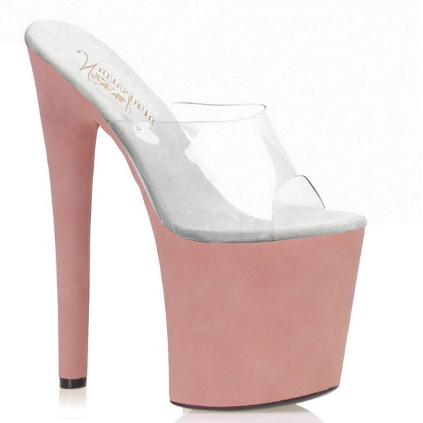 8 Inch Women Stripper Summer Pigskin Sandals Platform Gladiator 20cm Clear Peep Toe Shoes Fashion Slippers E-273