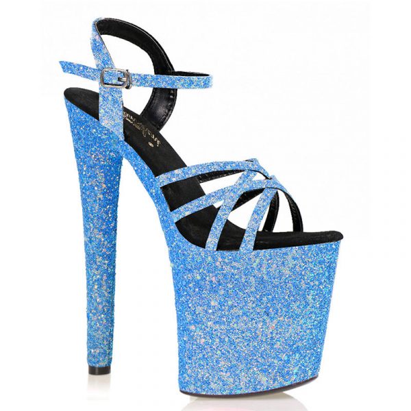 Sparkling Glitter Platform High heels 20cm Buckle Strap pole dancing Shoes Leather Stripper Summer Sandals Dropp Shipping E-278