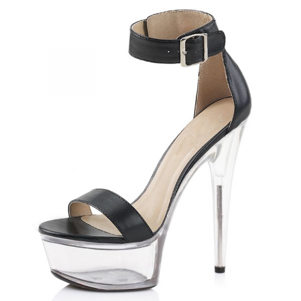 15cm Ankle Strap Buckle Sandals Gothic Stripper Platform Female High heels Transparent Nightclub Pole Dance Shoes H-428
