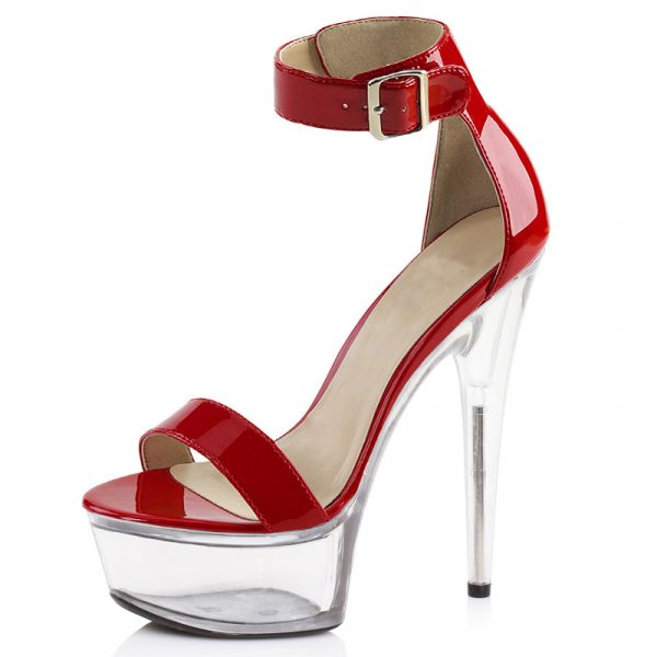 15cm Ankle Strap Buckle Sandals Gothic Stripper Platform Female High heels Transparent Nightclub Pole Dance Shoes H-428