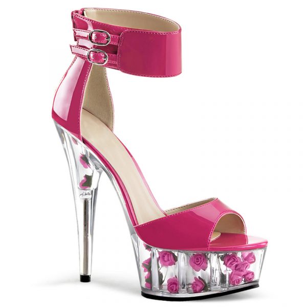 15cm Stripper Ankle Strap Sandals Flowers Platform Dress Crystal High heels 6 inch Elegant Peep Toe Exotic Dance Shoes K-253