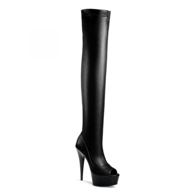 6 Inch Women Summer High Heels Pole Dance Suede Over The Knee Boots Lacing Open Mouth Platform Thigh High Boots Q-158