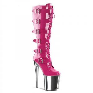 8 Inch Gothic Pole Dance Boots Demonia 20cm Buckle Sexy Gothic Exotic Stripper Knee High Boots B-124