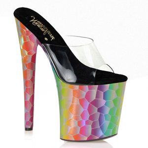 8 inch Fetish Women Party Sandals Rainbow Lattice Exotic Gothic Stripper Shoes slippers E-274