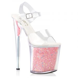 8 inch Sexy Strappy Heeled Transparent Shipping Glitter Clear Pole Dance Shoes Exotic Stripper Sandals E-282