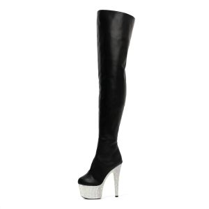 Rhinestones 17cm Over The Knee Boots Pole Dance Shoes Thigh High Matte Boots A-027